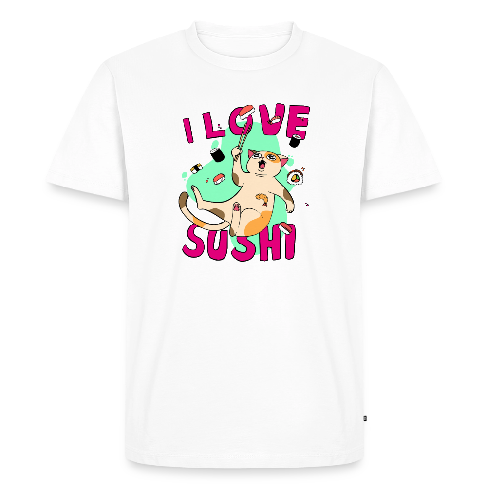 I LOVE SUSHI – Katzen T-Shirt (Männer) - Weiß
