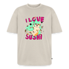 I LOVE SUSHI – Katzen T-Shirt (Unisex) - Beige