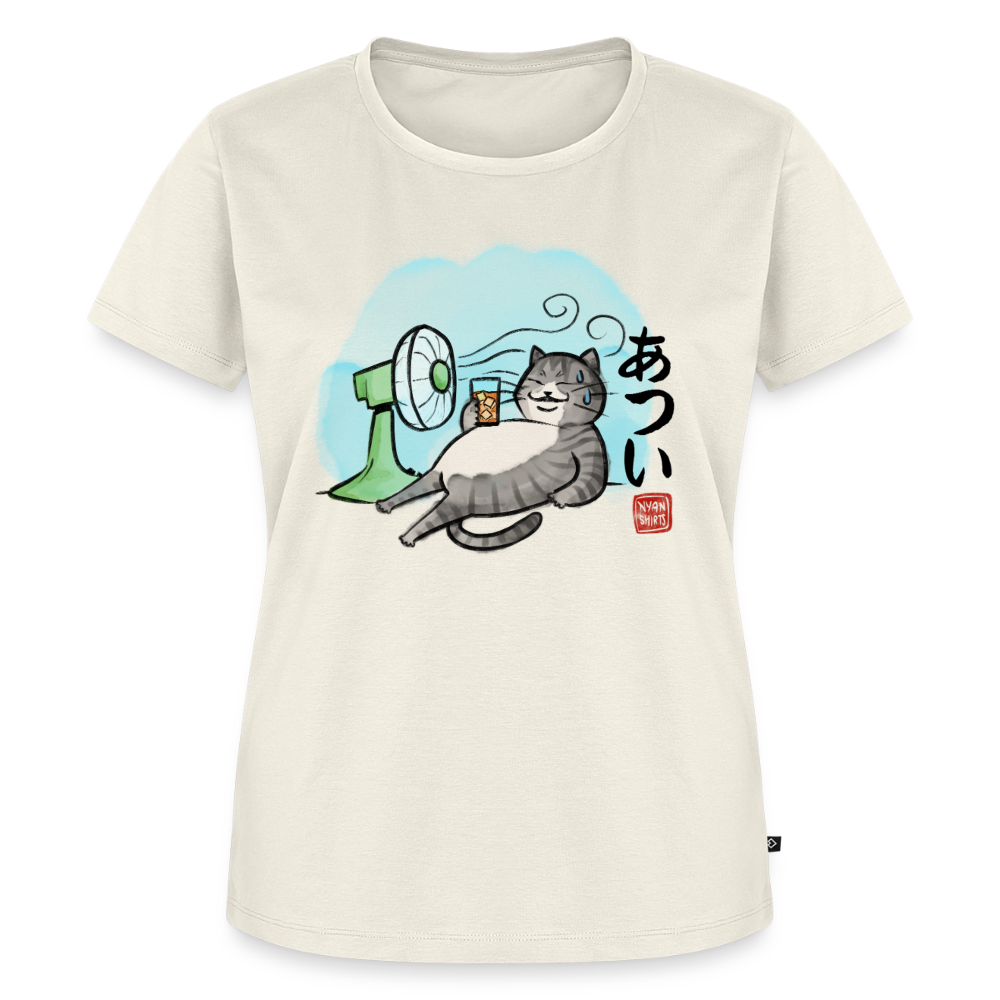 Atsui! – Katzen T-Shirt (Frauen) - Naturweiß