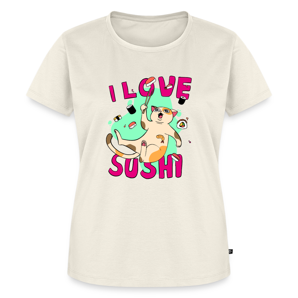 I LOVE SUSHI – Katzen T-Shirt (Frauen) - Naturweiß