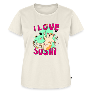 I LOVE SUSHI – Katzen T-Shirt (Frauen) - Naturweiß