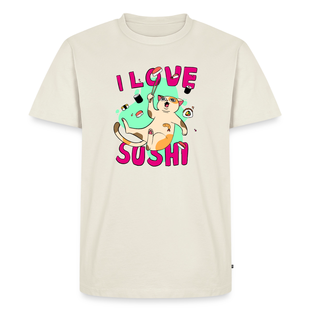 I LOVE SUSHI – Katzen T-Shirt (Männer) - Naturweiß