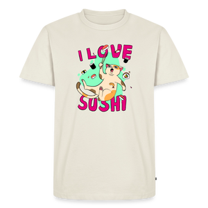 I LOVE SUSHI – Katzen T-Shirt (Männer) - Naturweiß