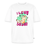I LOVE SUSHI – Katzen T-Shirt (Unisex) - Weiß