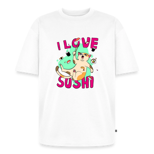 I LOVE SUSHI – Katzen T-Shirt (Unisex) - Weiß