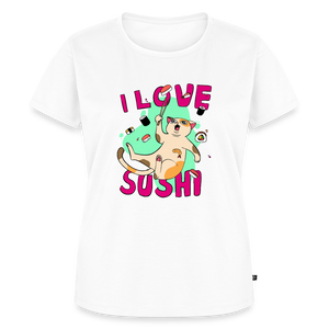 I LOVE SUSHI – Katzen T-Shirt (Frauen) - Weiß
